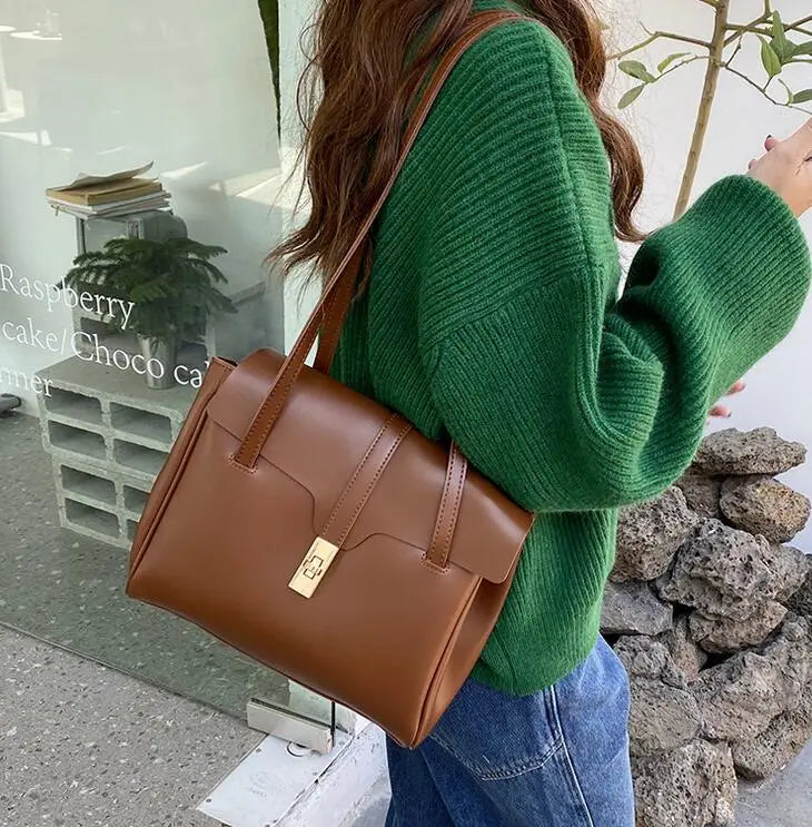 Vintage Women Handbag Large Capacity Pu Leather Shoulder Bags for Female