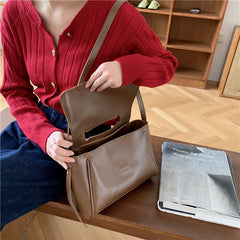 Vintage Women Shoulder Bag PU Leather Handbags Big Totes Solid Ladies Hand Bag