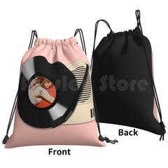 Vinyl Records Player Backpack Drawstring Bag Riding Climbing Gym Bag