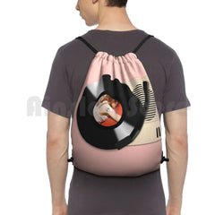 Vinyl Records Player Backpack Drawstring Bag Riding Climbing Gym Bag