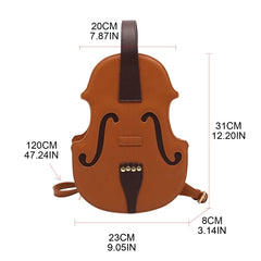 Violin Shape PU Leather Backpack School Handbag for Teen Girl