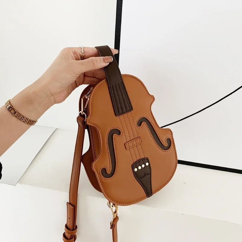 Violin Shape PU Leather Small Backpack for Women