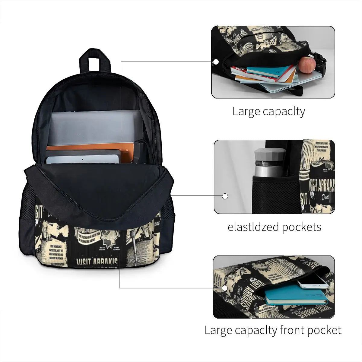 Arrakis Backpacks: Stylish Men's & Women's School Bag with Zipper