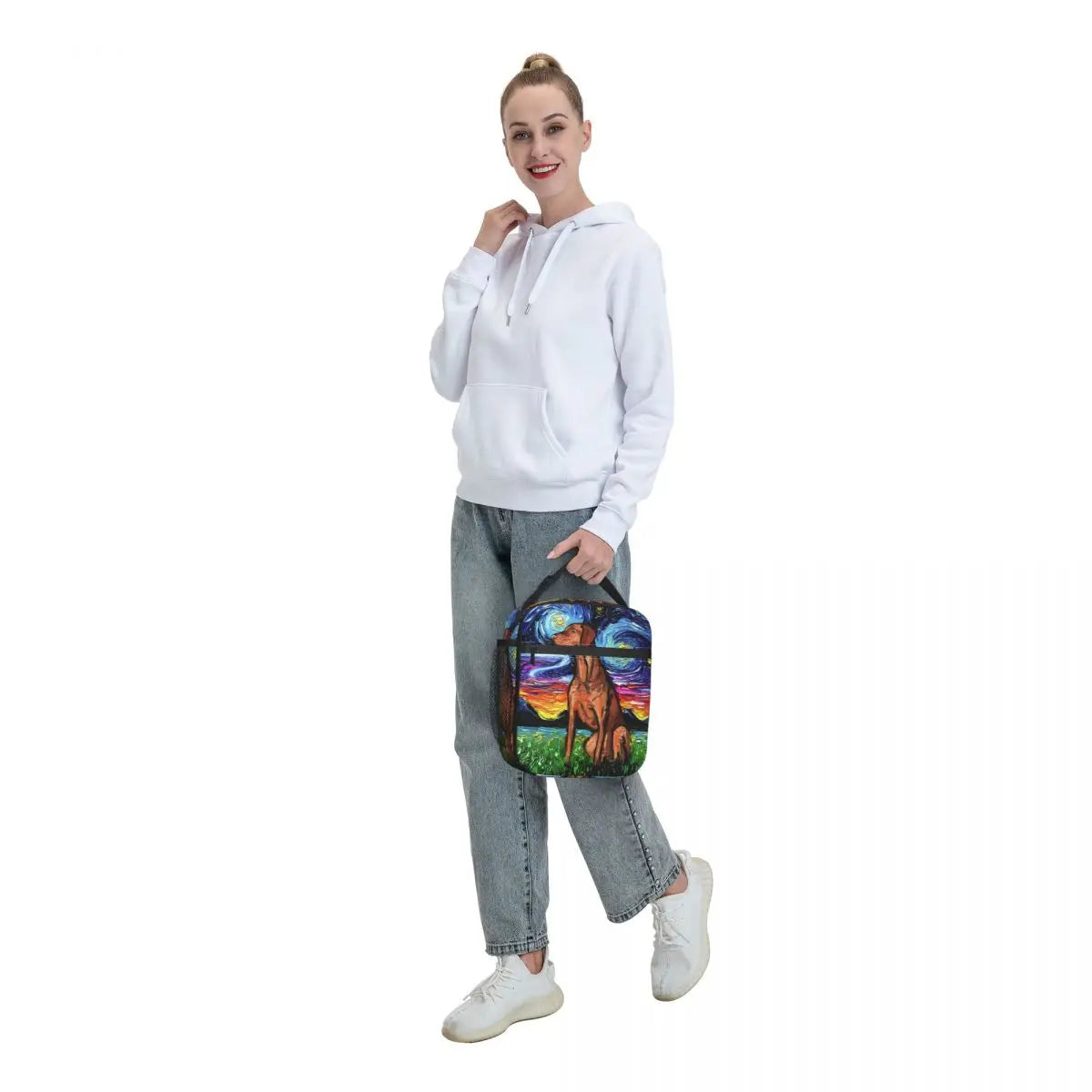 Vizsla Starry Night Insulated Lunch Bags for Women Pet Dog Lover Portable Cooler