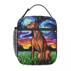 Vizsla Starry Night Insulated Lunch Bags for Women Pet Dog Lover Portable Cooler
