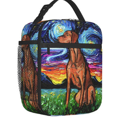 Vizsla Starry Night Insulated Lunch Bags for Women Pet Dog Lover Portable Cooler