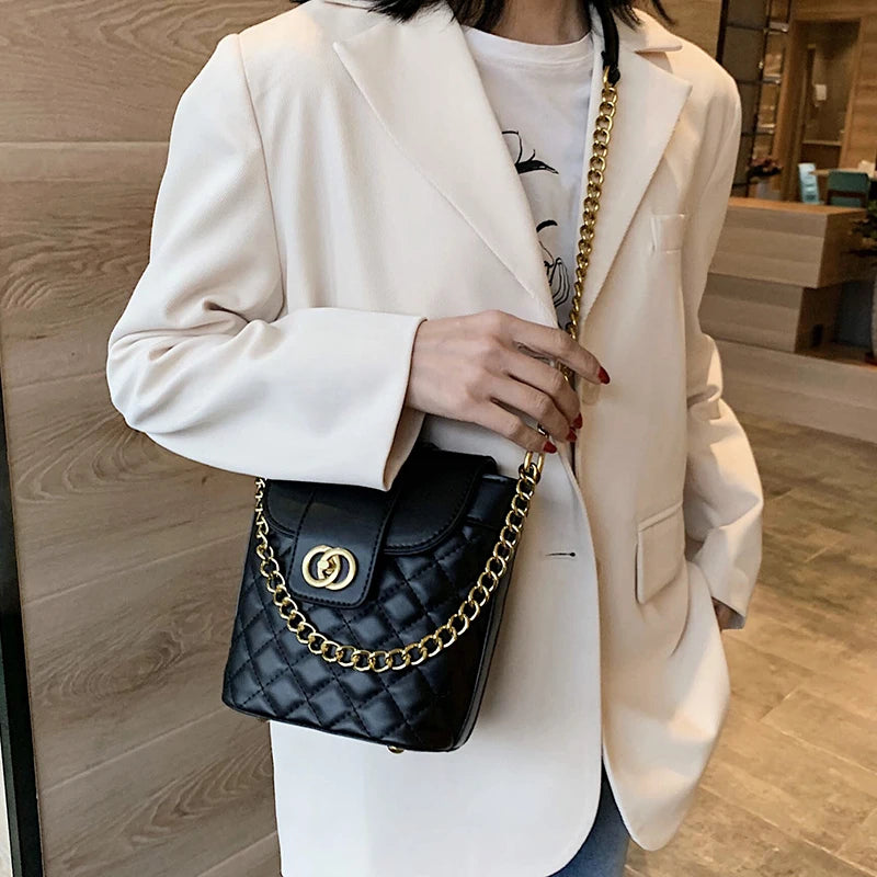 VreyMe PU Leather Bucket Bag Women Crossbody Pack Small