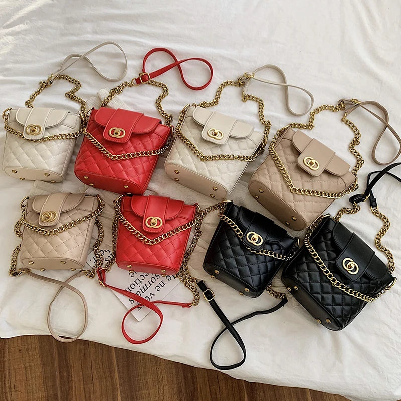 VreyMe PU Leather Bucket Bag Women Crossbody Pack Small