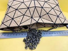 W639 Chain Diamond Geometric Shoulder Bag Deformation Bucket Bag