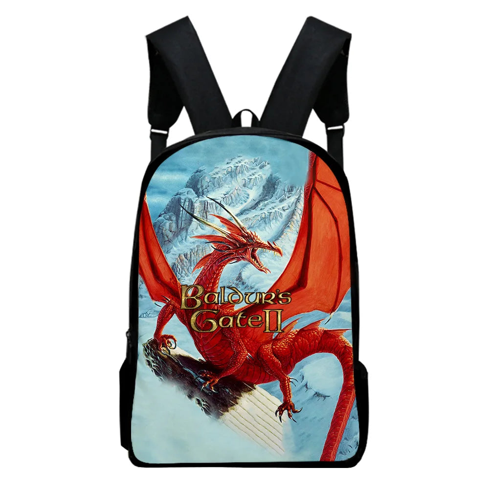 WAWNI Baldur's Gate Zipper Bag 3D Print School Backpack
