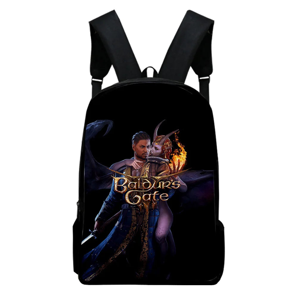WAWNI Baldur's Gate Zipper Bag 3D Print School Backpack