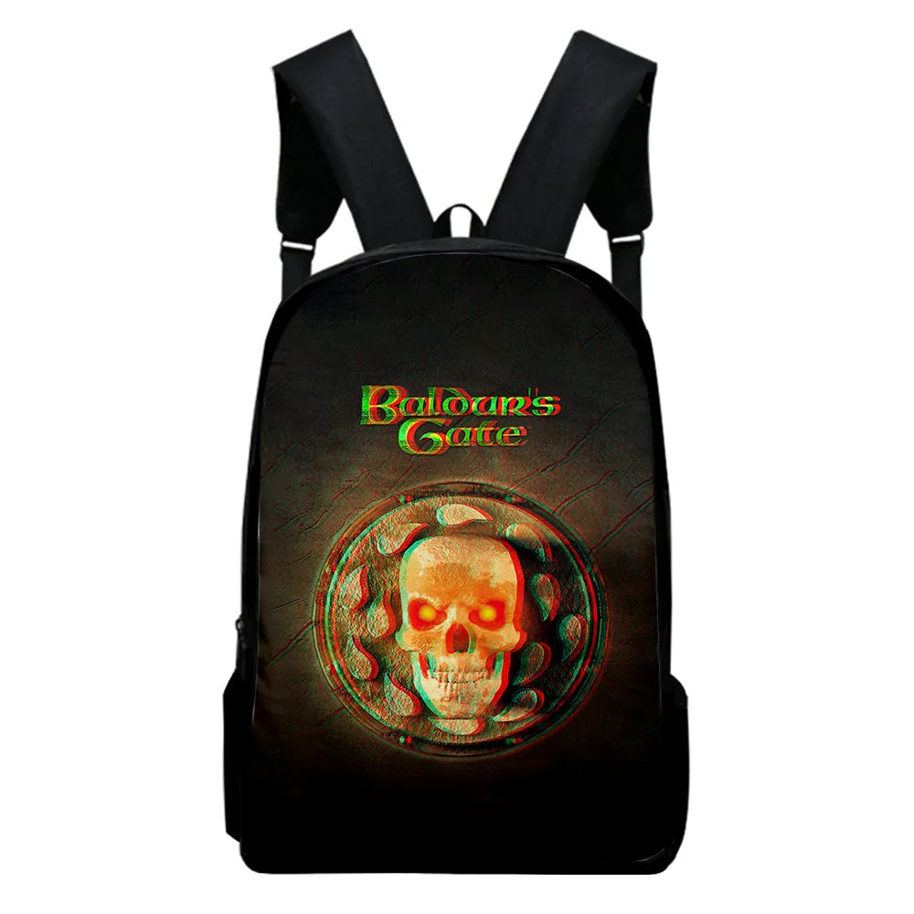 WAWNI Baldur's Gate Zipper Bag 3D Print School Backpack