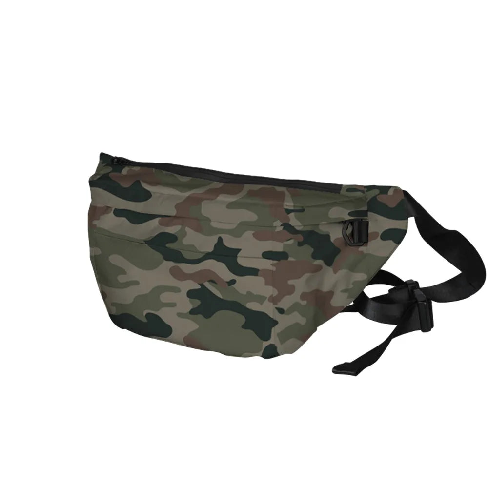 WAWNI Camo Belt Bag Men Canvas Humor 3D Print Hip Hop Hipster Crossbody