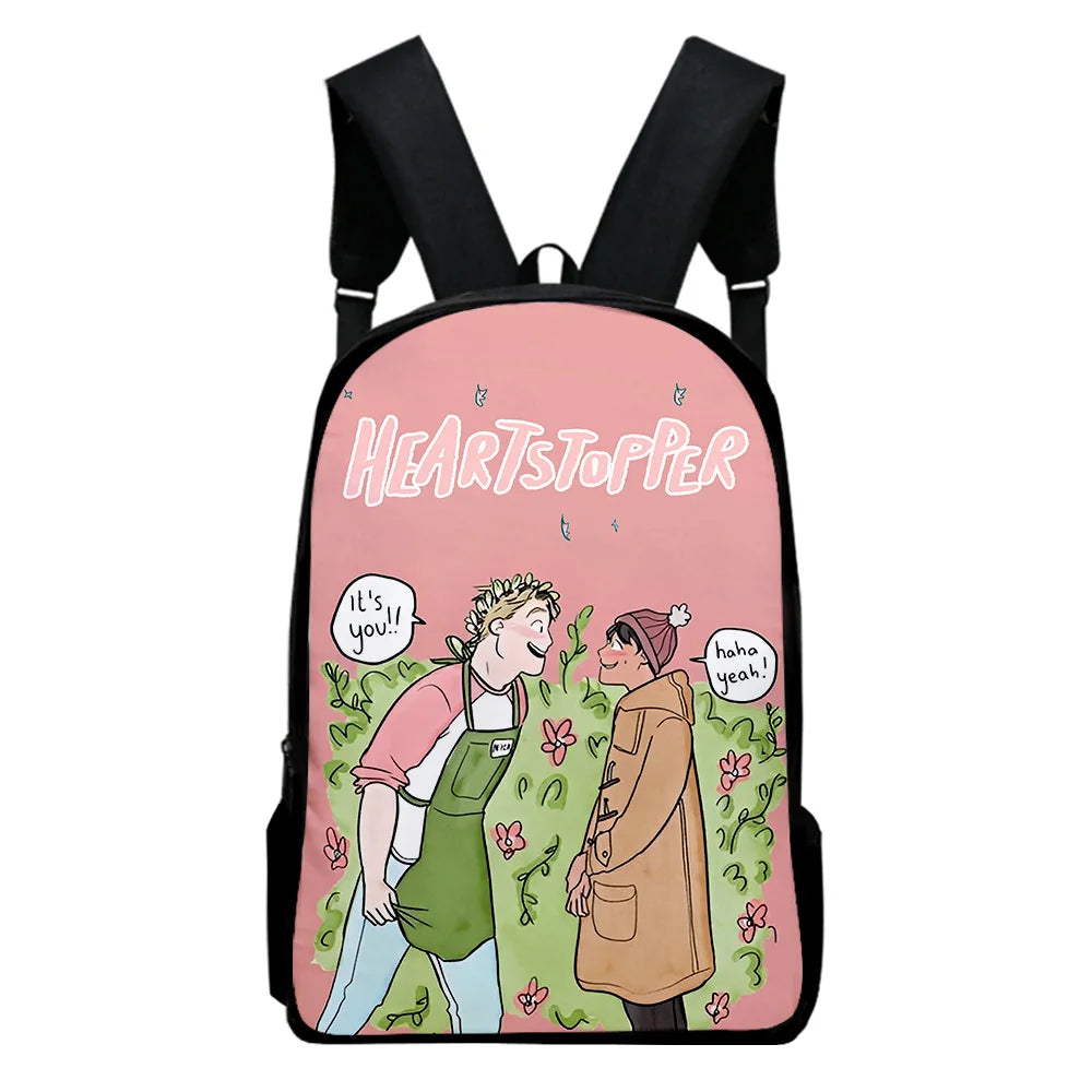 WAWNI Heartstopper Zipper Bag Harajuku Rucksack Anime Printed Students Backpack