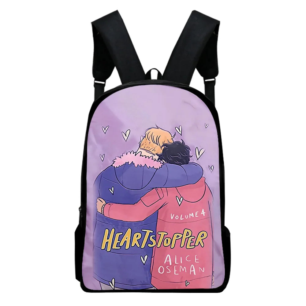 WAWNI Heartstopper Zipper Bag Harajuku Rucksack Anime Printed Students Backpack