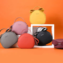 WEICHEN Round Handbag Women Geometrical Ladies Shoulder Bag Soft Leather Female