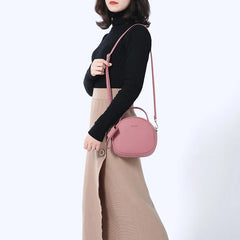 WEICHEN Round Handbag Women Geometrical Ladies Shoulder Bag Soft Leather Female