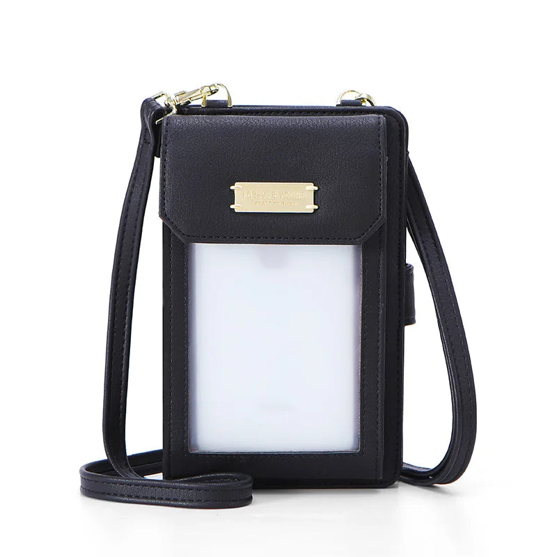 Transparent Touchable Cell Phone Pocket Shoulder Bags For Women Ladies