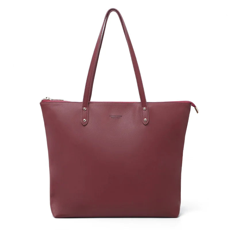 WEICHEN Women Big Handbag Soft Leather Ladies Totes Top-Handle Shoulder Bag
