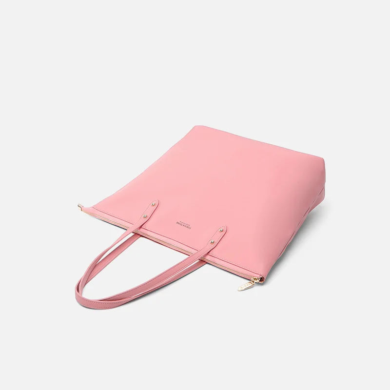 WEICHEN Women Big Handbag Soft Leather Ladies Totes Top-Handle Shoulder Bag