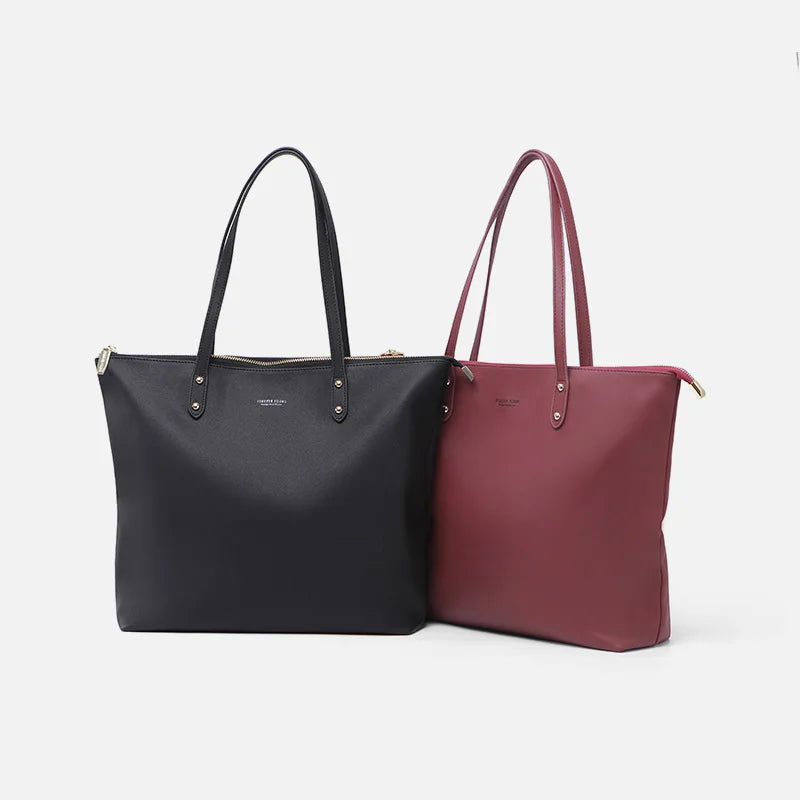 WEICHEN Women Big Handbag Soft Leather Ladies Totes Top-Handle Shoulder Bag