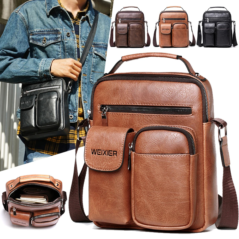 Men Briefcase Bag High Business Famous Leather Shoulder Messenger Bags 13.3 inch