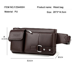 WEIXIER PU Men's Waist Bags Leather Male Fanny Pack Money Belt Bag