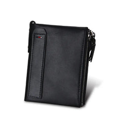 Crazy Horse Leather Short Wallet Anti RFID High Capacity Mens Wallet