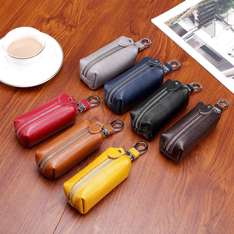 Leather Car Key Holder Wallet Men Housekeeper Keys Keychain Women Vintage