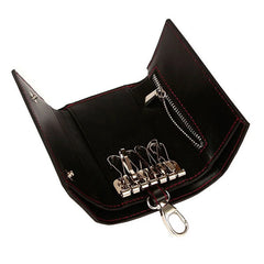 Leather Carbon Fiber RFID Key Holder Organizer Pouch Key Wallets