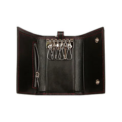 Leather Carbon Fiber RFID Key Holder Organizer Pouch Key Wallets