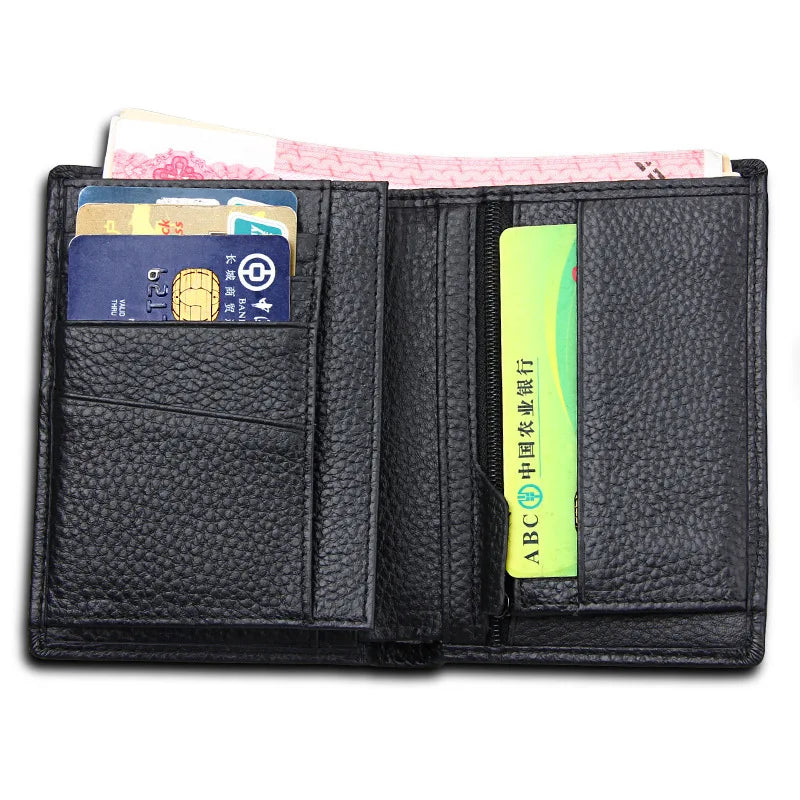 Anti RFID Theft Leather High Men Wallets Brush Short Wallet