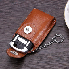 Men's Leather Small Key Wallet Cowhide Key Holder Pouch Organizer