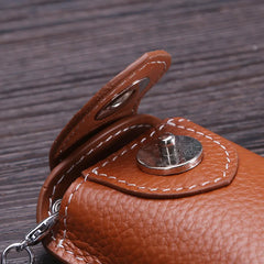 Men's Leather Small Key Wallet Cowhide Key Holder Pouch Organizer