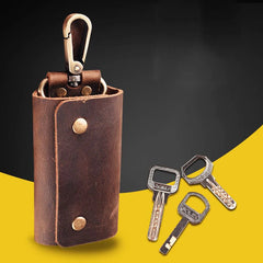 Leather Key Wallet Key Holder Case with 6 Key Ring