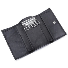 Leather Men Key Wallet Three Fold Bag Key Holder Organizer