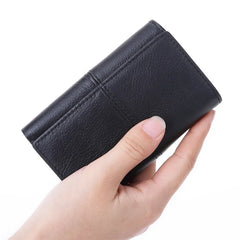 Leather Men Key Wallet Three Fold Bag Key Holder Organizer