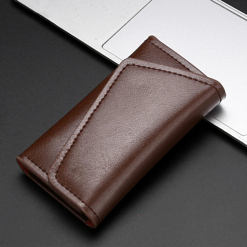 Soft Leather Minimalist Key Holder Vintage Housekeeper Keychain Wallet