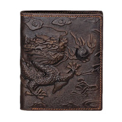 Chinese Dragon Pattern Leather Men's Wallets High Quality Purse