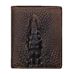Crocodile Head Pattern Leather Men's Wallet