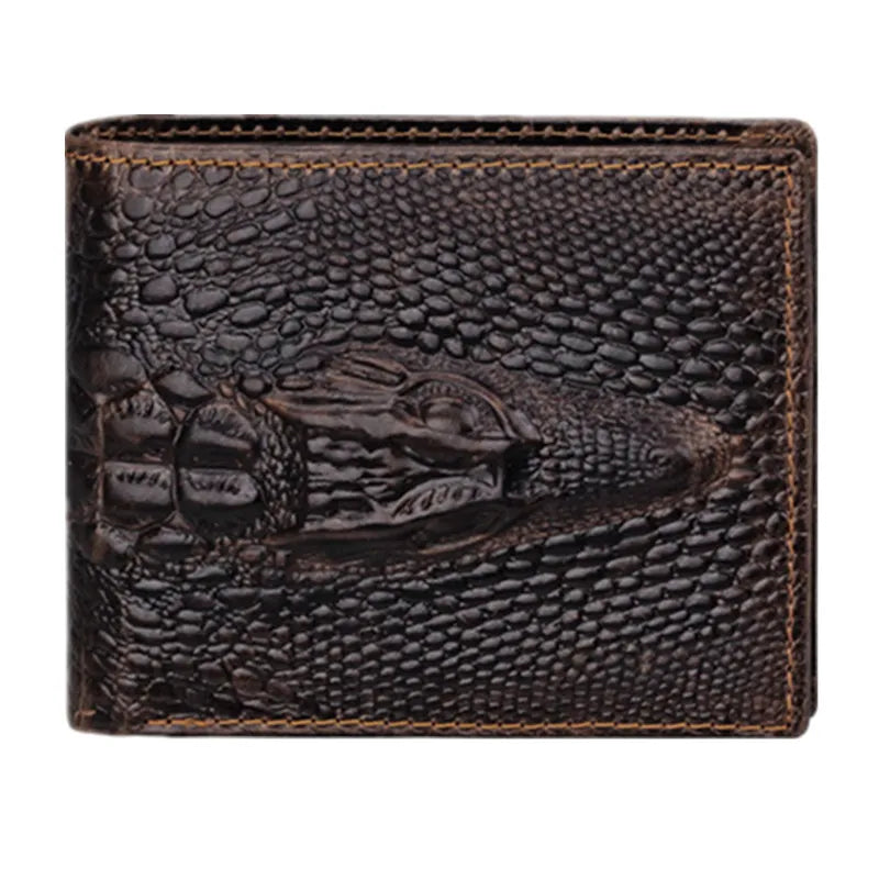Crocodile Head Pattern Leather Men's Wallet