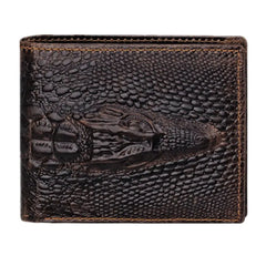 Crocodile Head Pattern Leather Men's Wallet