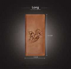 Crazy Horse pattern Brown Leather Men's Wallet Long with Short