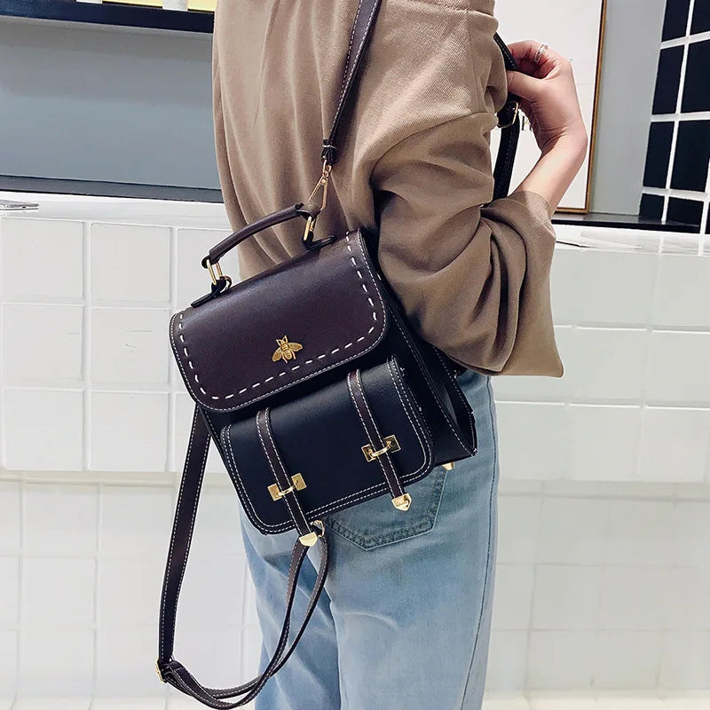 PU Mini Stitching Backpack Style Women's Shoulder Bag