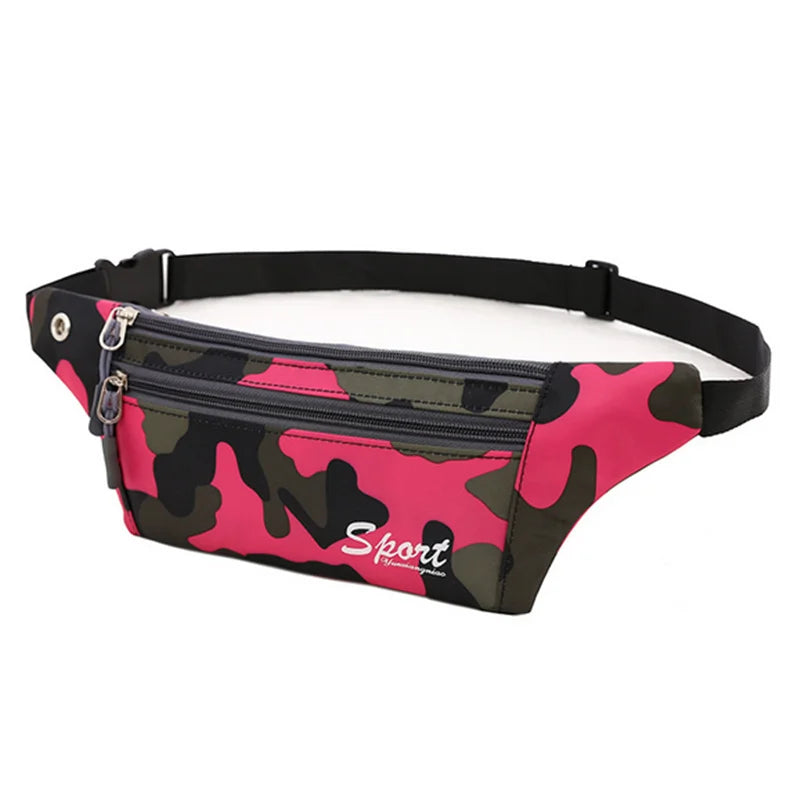 Camouflage Waist Bag Dark Grain Canvas Unisex Fanny Pack