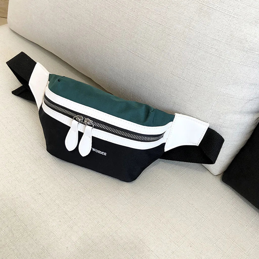 Canvas Waist Bag Letter Bum Bag Fanny Pack for Boys and Girls