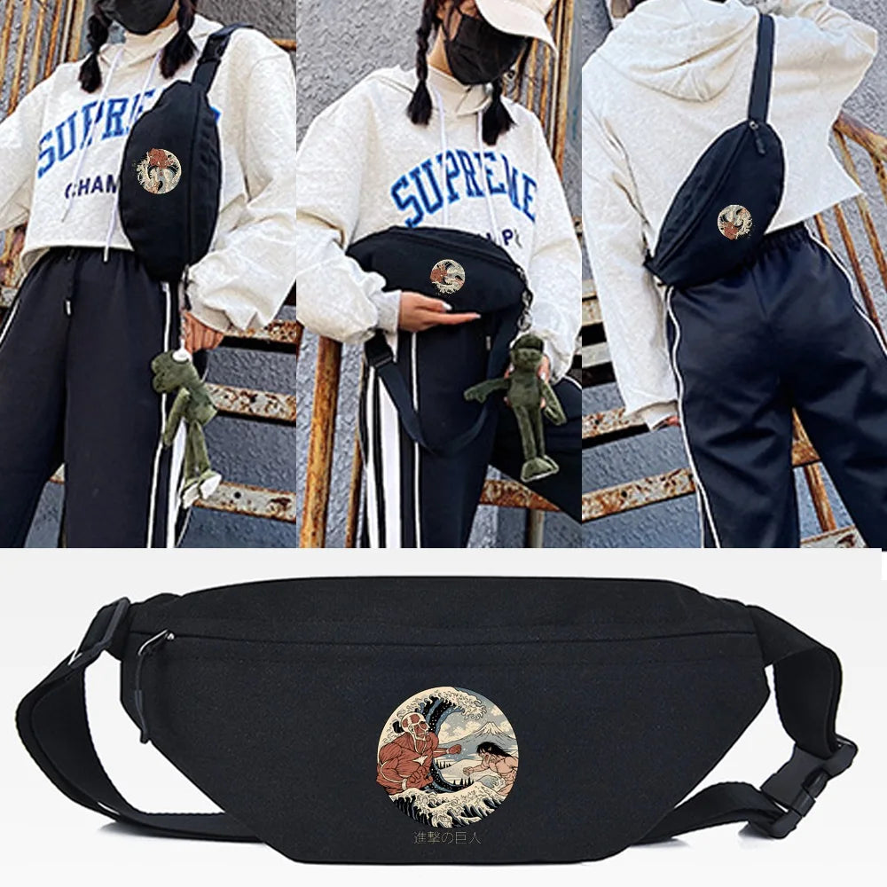 Pattern Print Waist Bag Chest Bags Women Men Travel Purse Phone Pouch Hip Bag