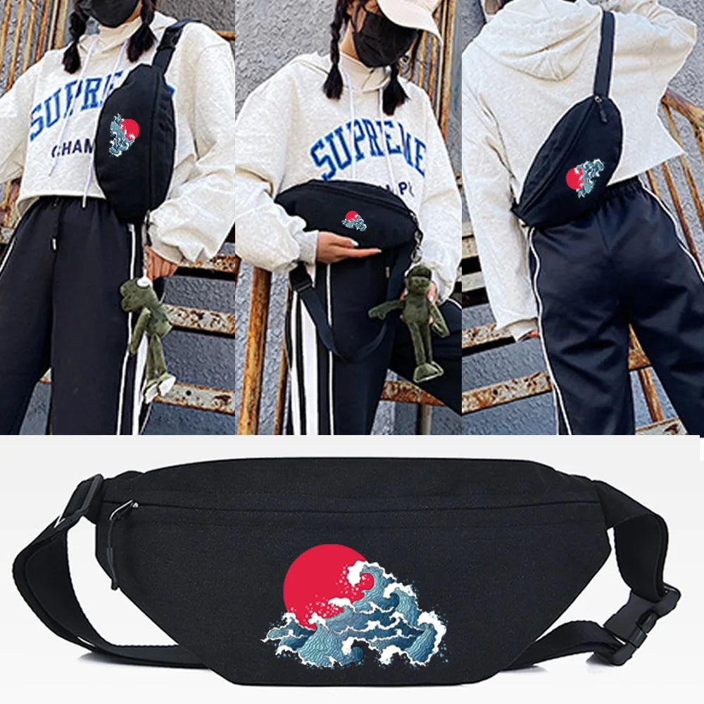 Green Octopus Print Waist Bag for Men and Women