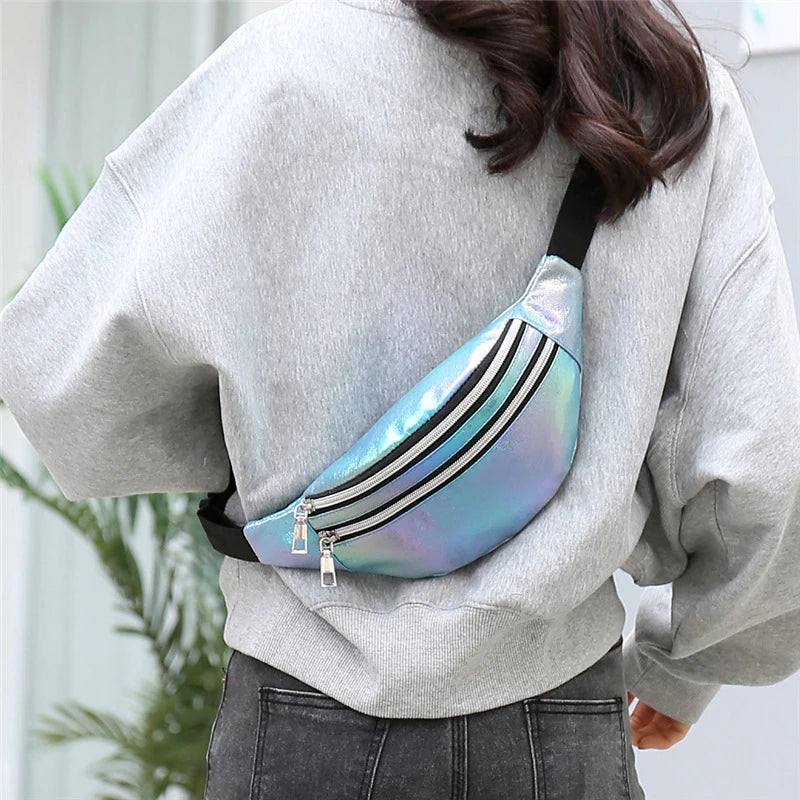 Laser PU Leather Travel Waist Bag for Women