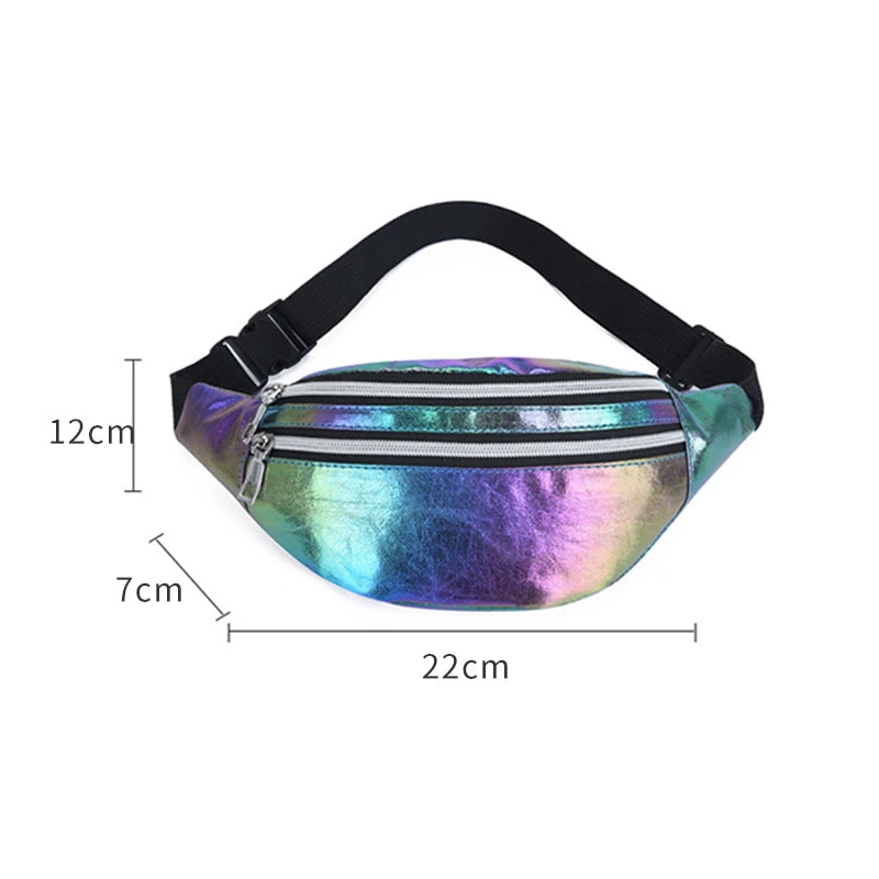 Laser PU Leather Travel Waist Bag for Women
